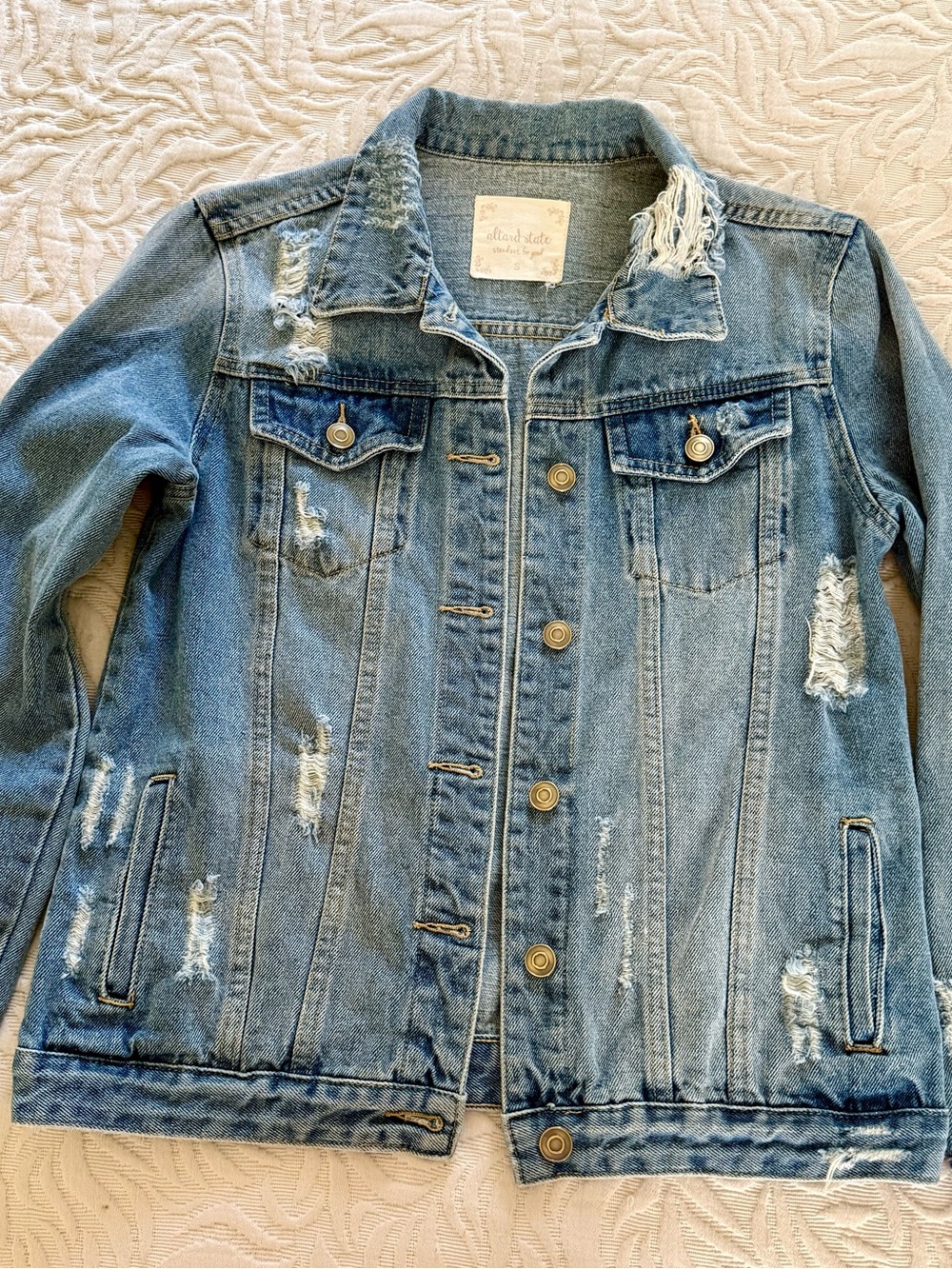 Altar’d State Distressed Blue Denim Jacket - Women